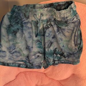 Athleta Blue Green Tie-Dye Athletic Shorts
